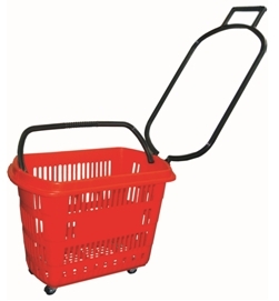 Cesto Plástico com Rodas para Super Mercado