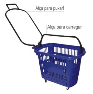 Cesto com rodas Cesto Plástico com Rodas para Super Mercado